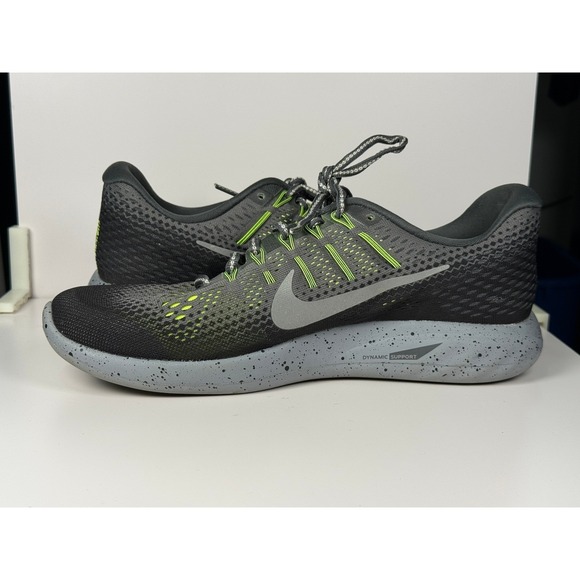 Nike Flyknit Lunarglide 8 Womens 11 Gray Neon Running Athletic Training Shoe - Picture 8 of 8